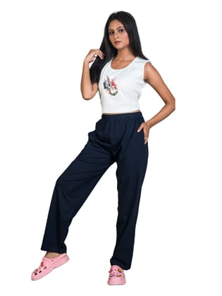 168CSS 4Cats Free Size Stylish Pajama Pants - Navy