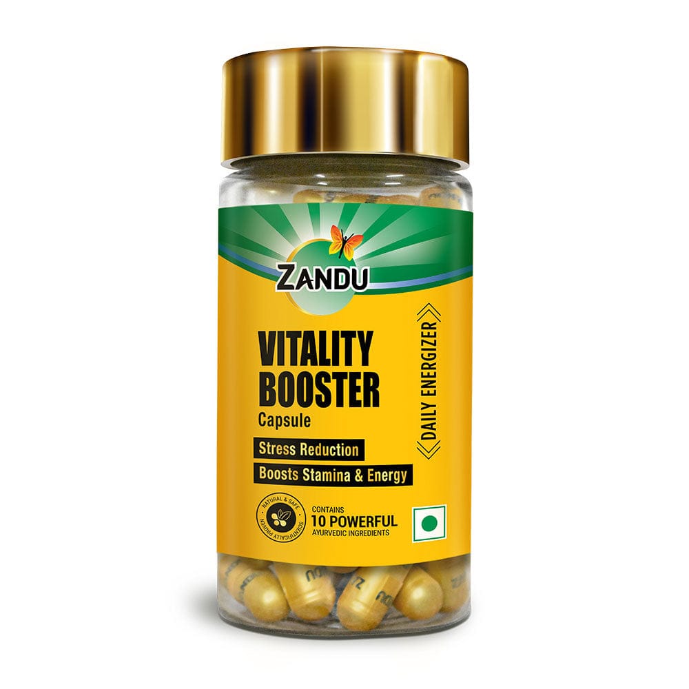 Zandu Vitality Booster Capsules for Vigor, Vitality & Stress Relief (60 Caps)