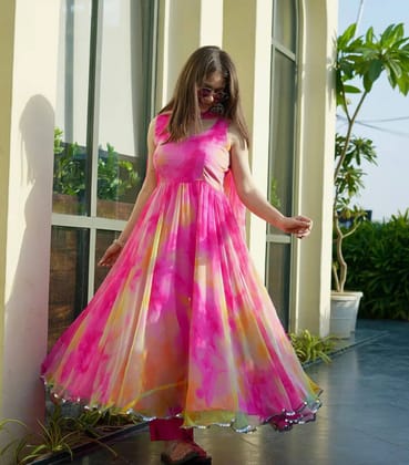 Pink Wedding Wear Organza Suit Set with Dupatta