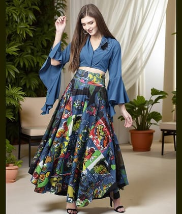 Pannkh Women's Polyester Crop Top ( Blue )