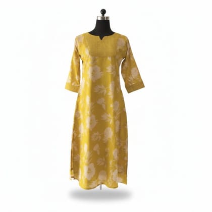 Mustard Floral Print Kurta