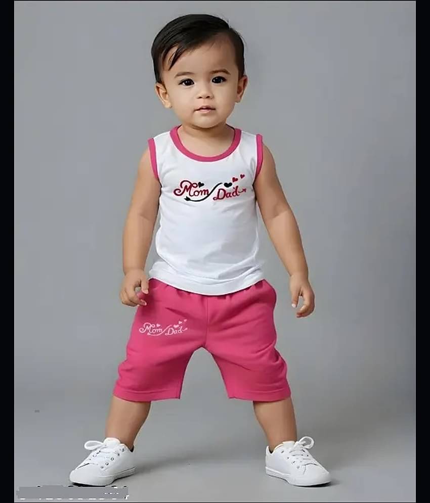 VELION Pack of 1 Unisex Cotton Blend T-Shirt & Shorts Set ( White )