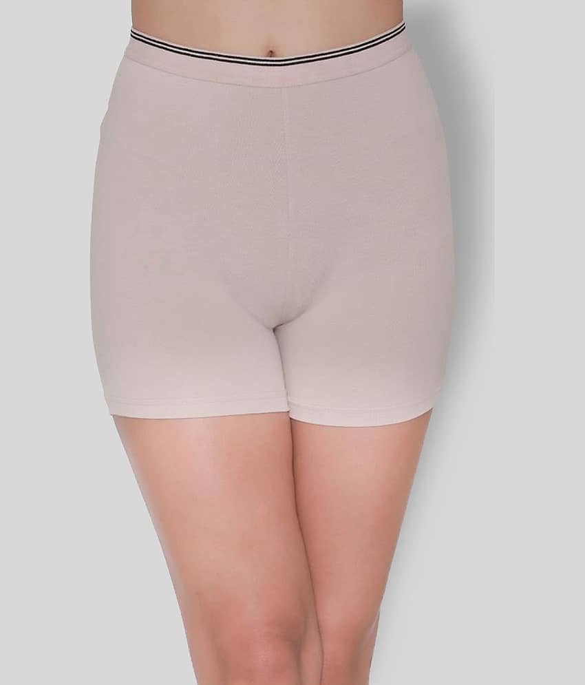 Clovia - Beige Cotton Solid Women's Boy Shorts ( Pack of 1 )