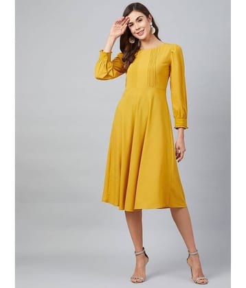 Rare Women Georgette Fit & Flare Dress ( Yellow )