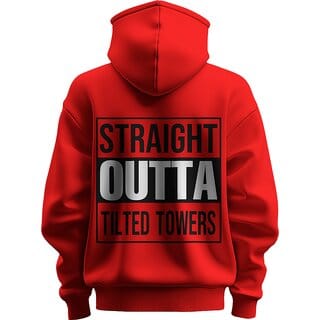 BULL CLOTHING Straight Outta Tilted Towers Red Hoodie  Premium 280 GSM Fleece Comfortable Casual Wear Sweatshirt (M)