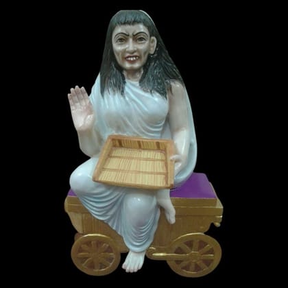 White Painted Marble Dhumavati Statue, For Temple, Size: 27x12inch