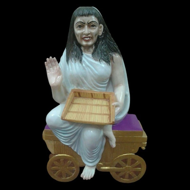 White Painted Marble Dhumavati Statue, For Temple, Size: 27x12inch