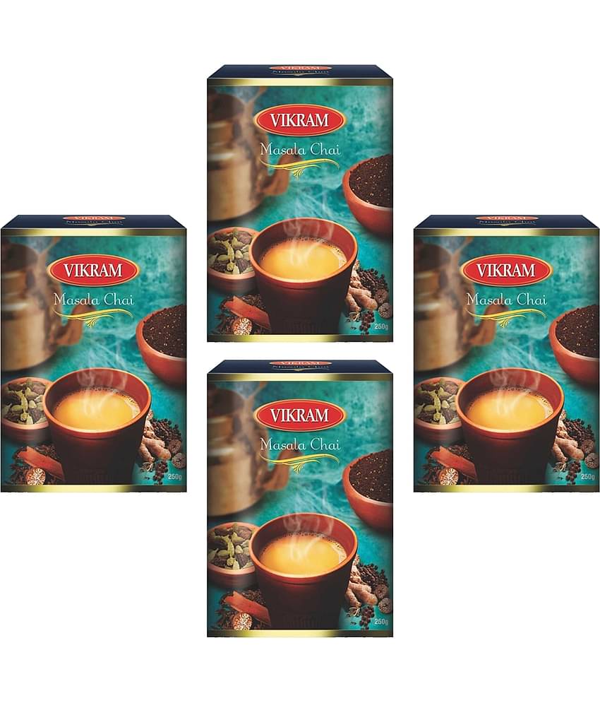 Vikram Masala Chai Twisted with 5 Spices,250 Gram Pack of 4 Assam Tea Powder Tea 1000 gm