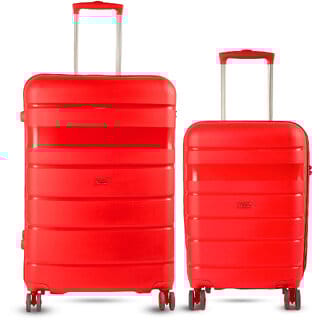 Timus Sunlite Hard Luggage 58cm 78cm Hard Luggage Trolley Bags Combo Set 2 Travel -Red