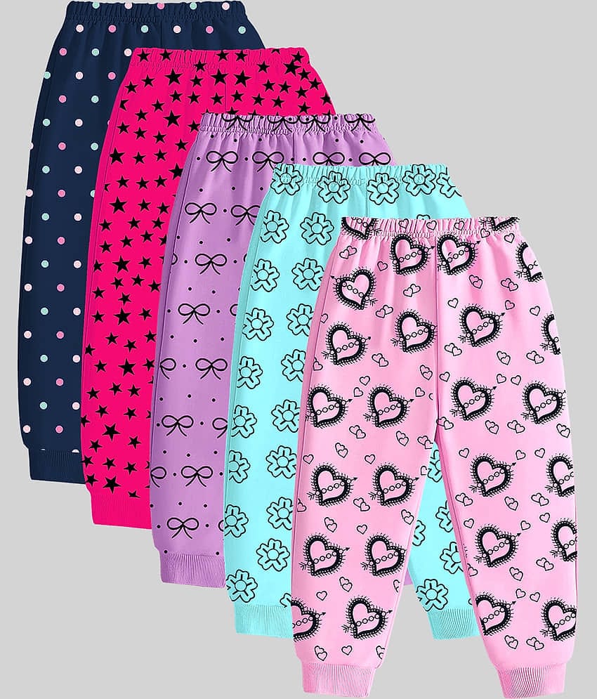 Kuchipoo Pack of 5 Girls Cotton Blend Trackpants ( Colors )