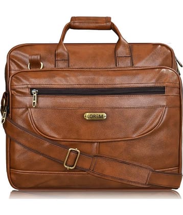 Lorem Tan Faux Leather Office Bag