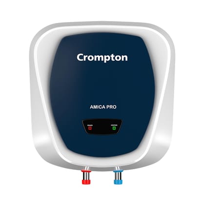 Crompton Amica Pro 10-L, 5 Star Rated Storage Water Heater with Superior Glassline Coated Tank, Powerful 2000W Heating Element, Rust Proof Plastic Body and Advanced 3 Level Safety (White and Blue) Crompton Amica Pro 10-L, 5 Star Rated Storage Water Heate