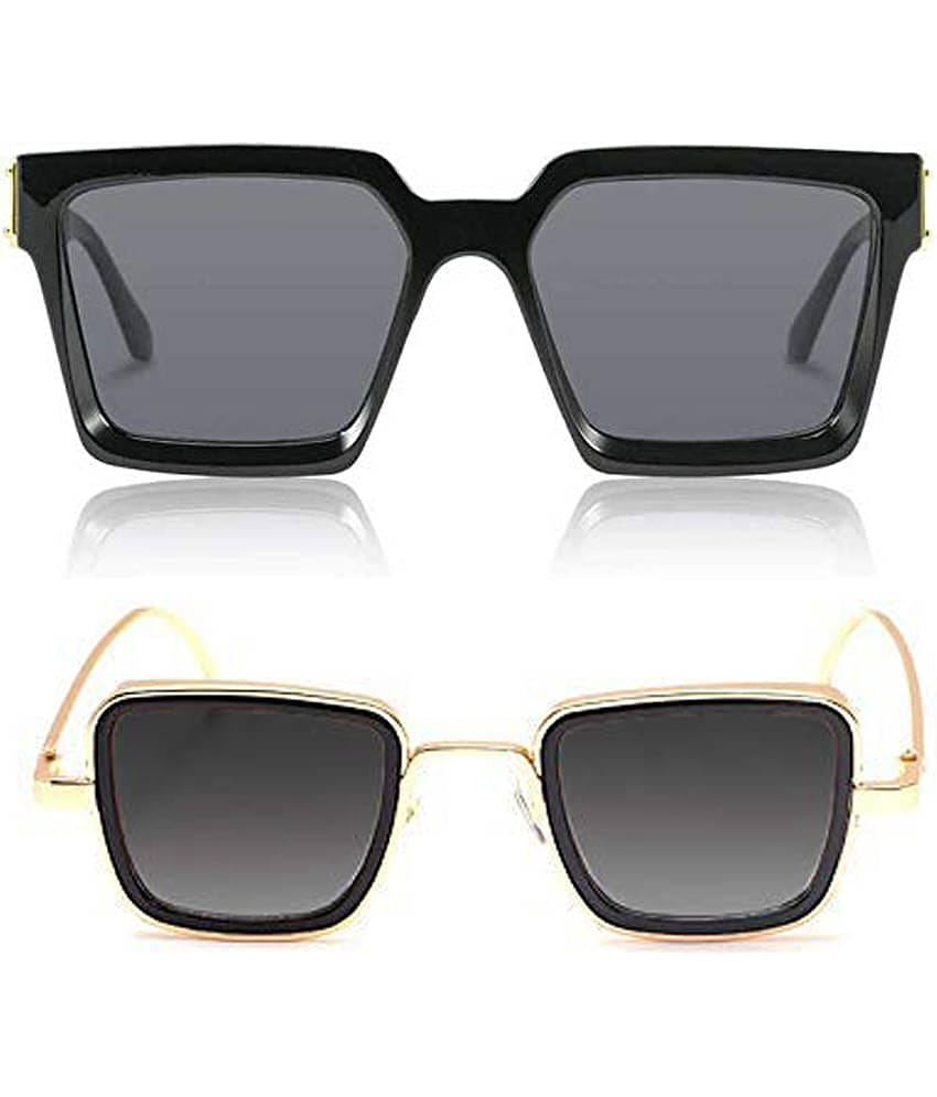 Kanny Devis - Black Rectangular Sunglasses ( Pack of 2 )
