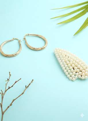 justpeachy Gold-Toned & White Contemporary Studs Earrings