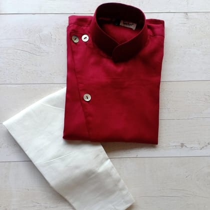 The Royal Collection - Cotton Kurta Pajama Set-7-8Y / Carmine