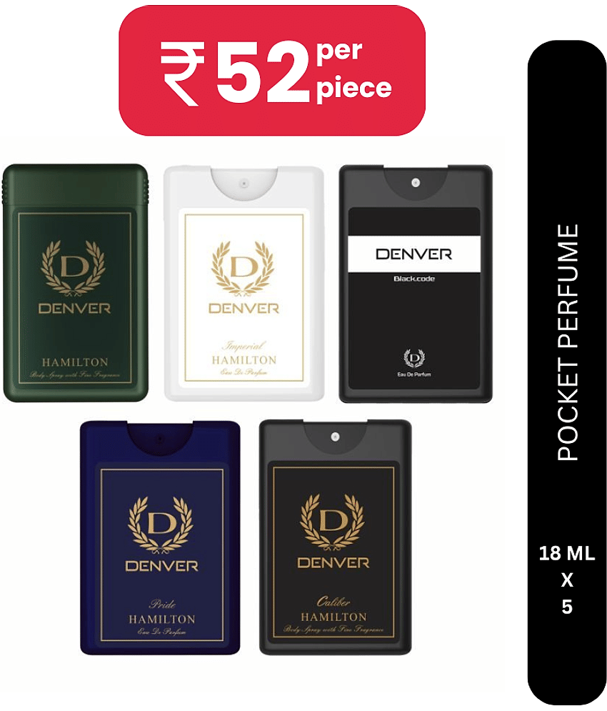 Denver Pocket Perfume Combo Set of 5 - Hamilton, Imperial , Pride, Black Code & Caliber - 18ML Each