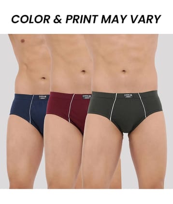 Dollar Bigboss Men's Pack of 3 Combed Cotton Solid Brief With Anti-Microbial Odour Control (Colour May Vary)