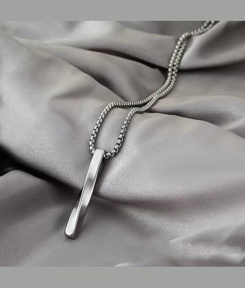 Fashion Frill Elegant Silver Chain For Men Stainless Steel Twisted Bar Pendant Necklace Silver Plated Silver Chain For Men Boys Men's Jewellery Anniversary Gift For Husband Boyfriend
