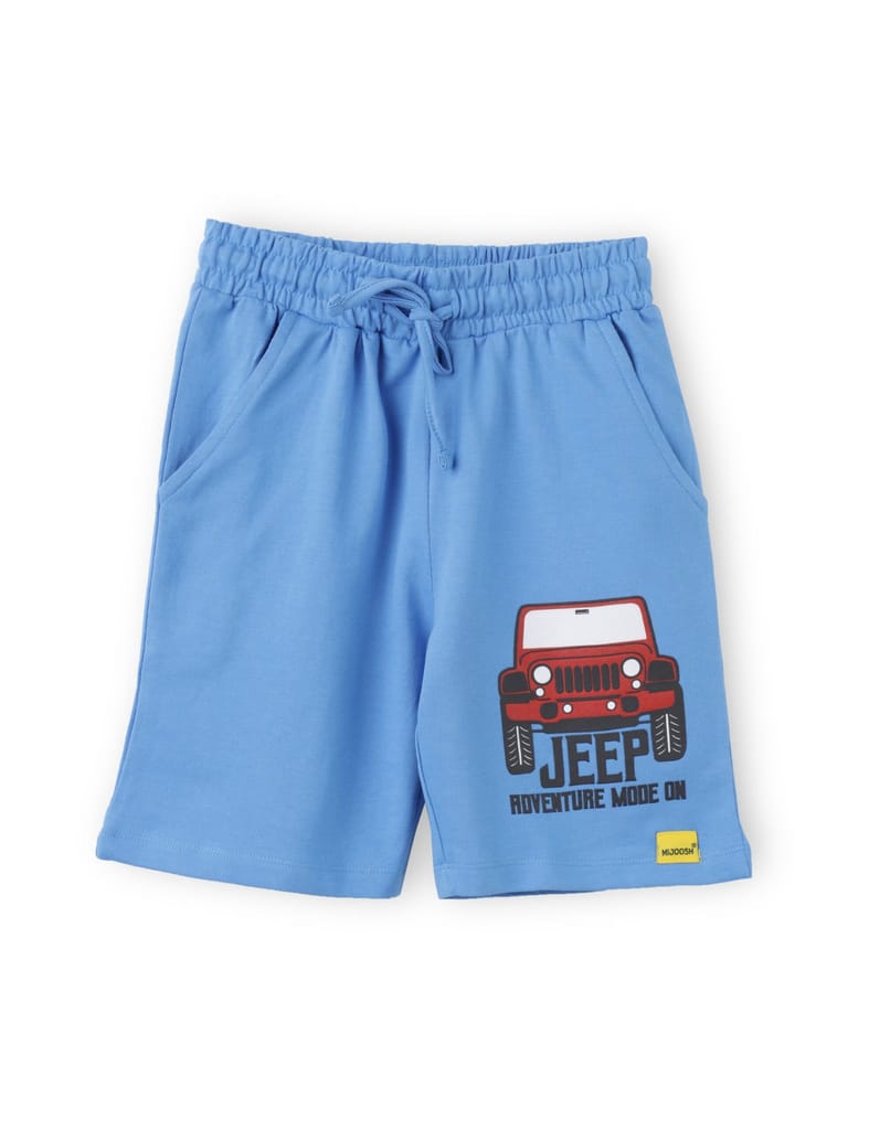 Latest Kids Boys Shorts Cotton French Terry All Aboard Blue Adventure Jeep 2025 at ShopCircuit |