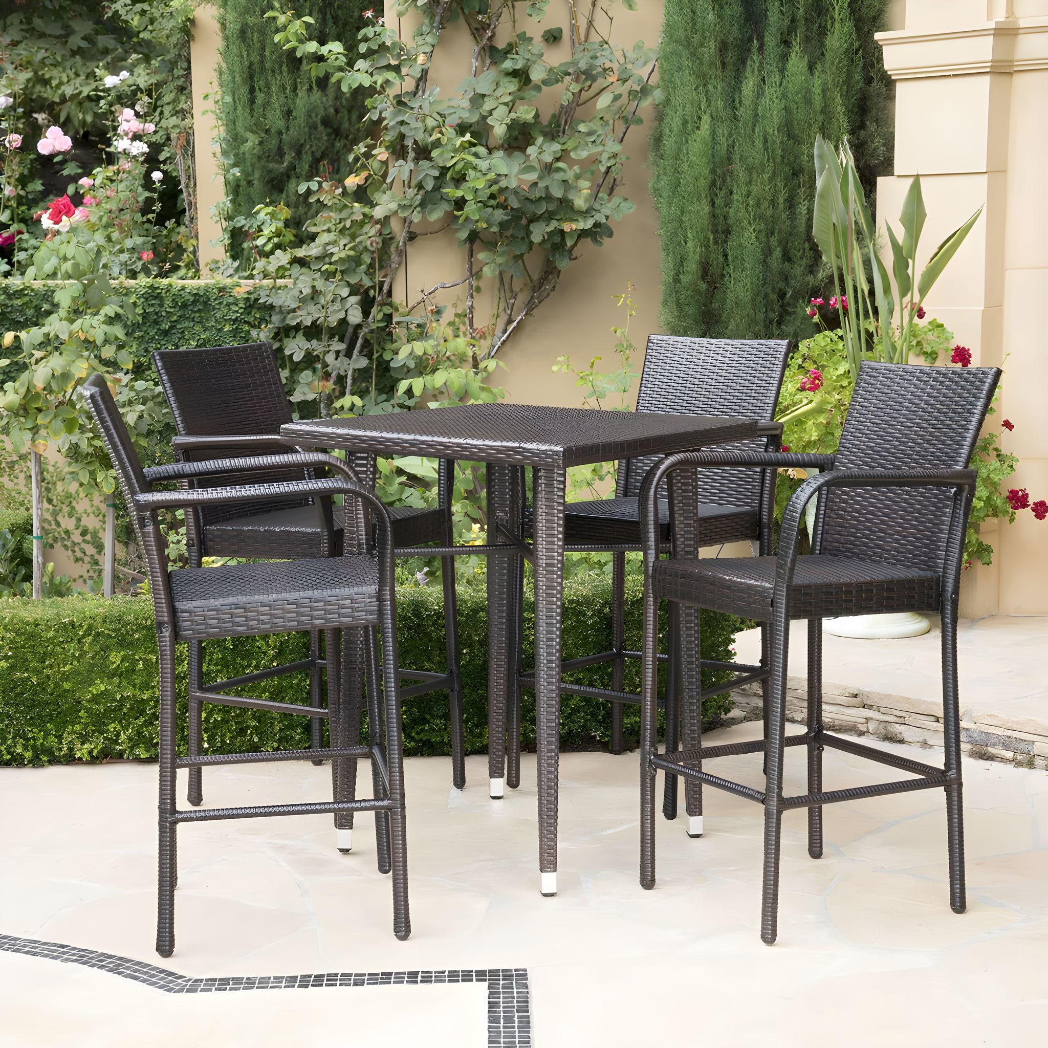 MJA FURNITURE Patio Bar Set Chairs and Table Set for Outdoor