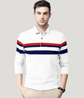 AUSK Pack of 1 Cotton Blend Regular Fit Striped Full Sleeves Men's Polo T Shirt ( Green )