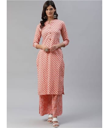 HIGHLIGHT FASHION EXPORT - Pink Straight Cotton Women's Stitched Salwar Suit ( Pack of 1 )
