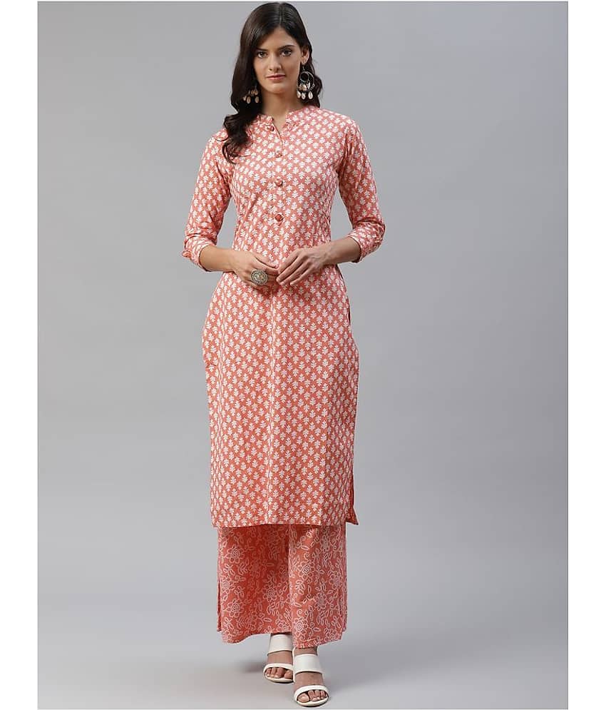 HIGHLIGHT FASHION EXPORT - Pink Straight Cotton Women's Stitched Salwar Suit ( Pack of 1 )