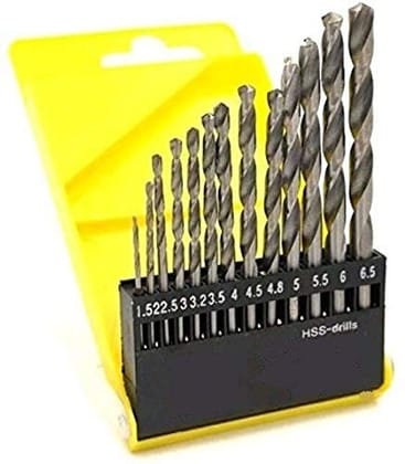 Inditrust 13 Pcs HSS Drill Bit Set (1.5mm to 6.5mm) | High Speed Steel Straight Shank Drill Bits for Wood, Metal, Plastic & Wall Drilling | Multipurpose Power Tool Accessories Inditrust 13 Pcs HSS Drill Bit Set (1.5mm to 6.5mm) | High Speed Steel Straight Shank Drill Bits for Wood, Metal, Plastic & Wall Drilling | Multipurpose Power Tool Accessories