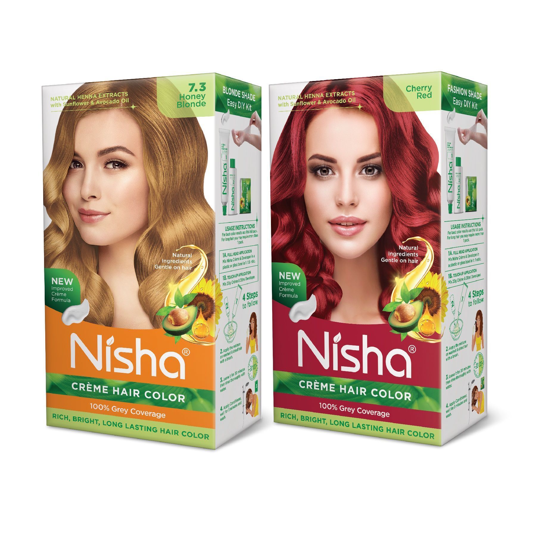Nisha Creme Hair Color Combo, Pack of 2 Honey Blonde & Cherry Red
