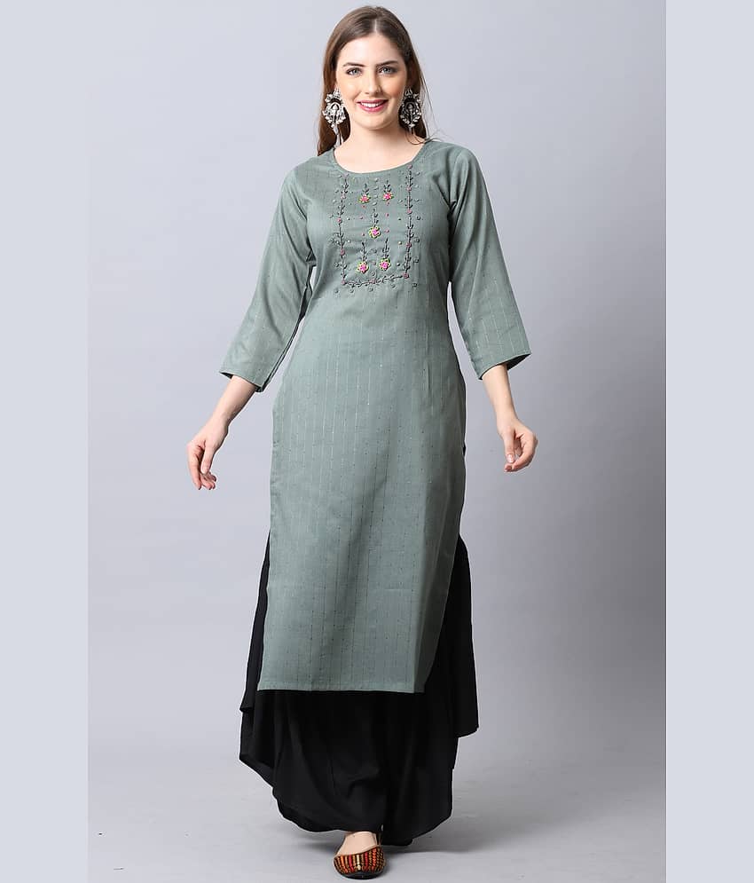 Rajnandini - Grey Rayon Women's A-line Kurti ( Pack of 1 )