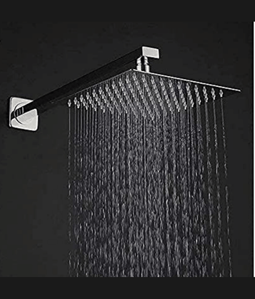 BATHONIX 8x8 Ultra Slim Shower with 18" Arm 1Set Stainless Steel Overhead Shower