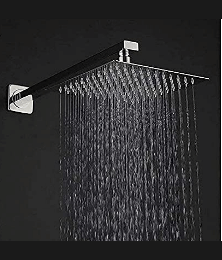 BATHONIX 8x8 Ultra Slim Shower with 18" Arm 1Set Stainless Steel Overhead Shower
