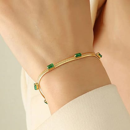 Emerald Snake Chain Bracelet - Anti-Tarnish