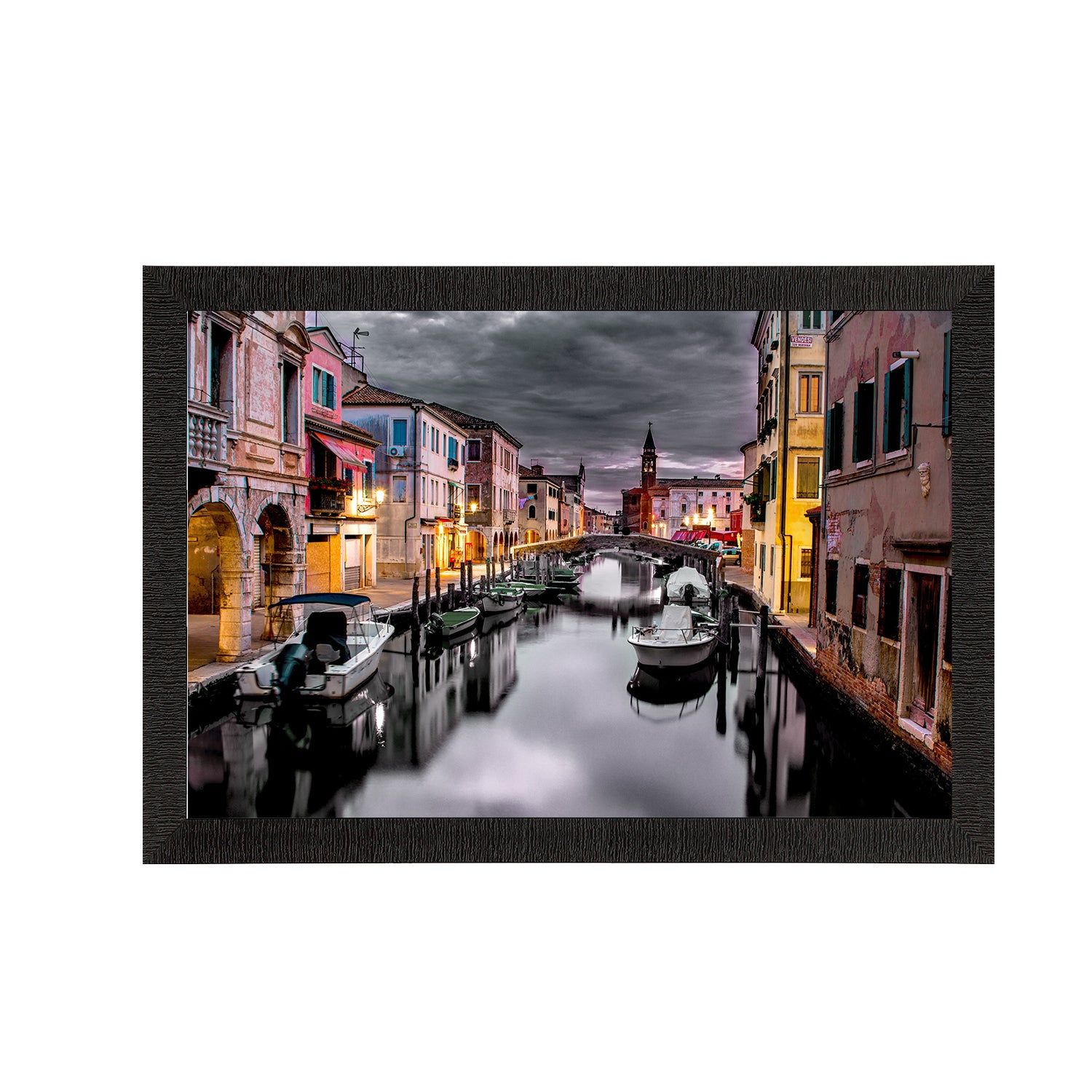 Beautiful Canal City View Satin Matt Texture UV Art Painting