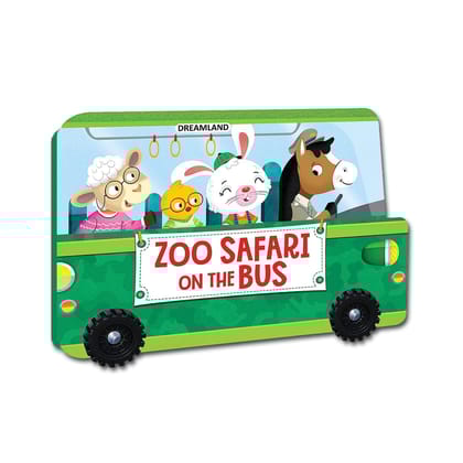 Zoo Safari on the Bus- Wheel Board Book for Kids age 2+ years [Board book] Dreamland Publications