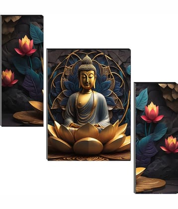 SNDArt MDF Wall Hanging Multicolour Single Photo Frame No. of Pieces- 3