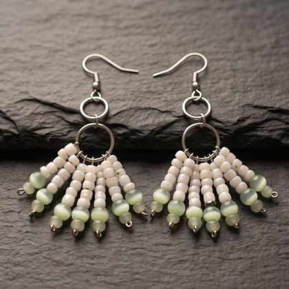 Handcrafted Beaded Tassel Drop Earrings