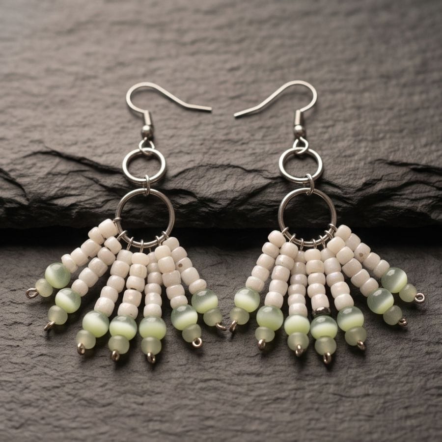 Handcrafted Beaded Tassel Drop Earrings