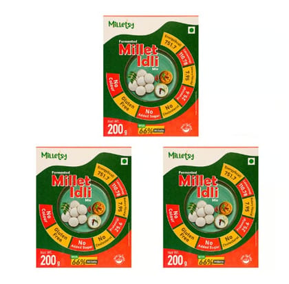 Milletsy Millet Idli Instant Mix Pack of 3 | 200 g each Milletsy Millet Idli Instant Mix Pack of 3 | 200 g each