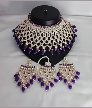 Padmavati Bangles Maroon Alloy Necklace Set ( Pack of 1 )