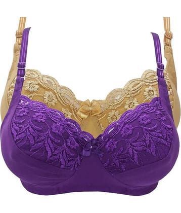 Kiran Enterprises Pack of 2 Cotton Women's Minimizer Bra ( Purple )
