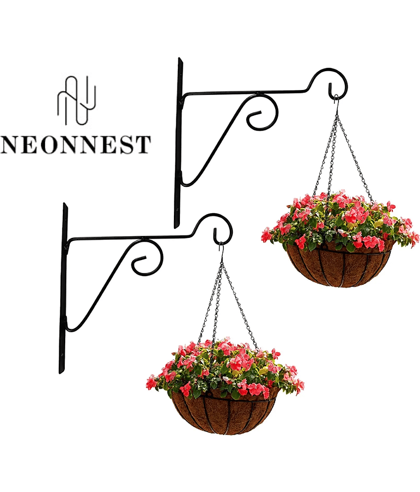 Neonnest Black Metal Hanging Planter ( Pack of 2 )