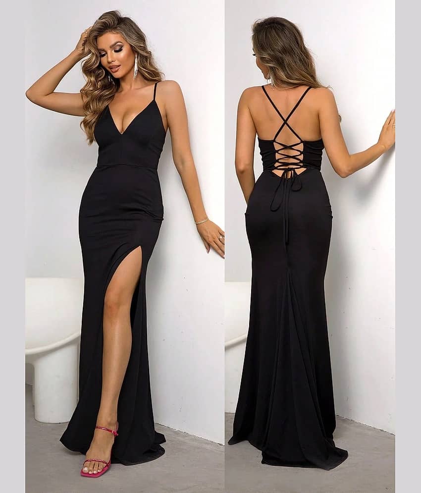 Traquila Women Lycra Solid Bodycon Dress ( Red )