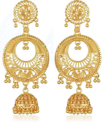 VIVASTRI Golden Jhumki Earrings ( Pack of 1 )