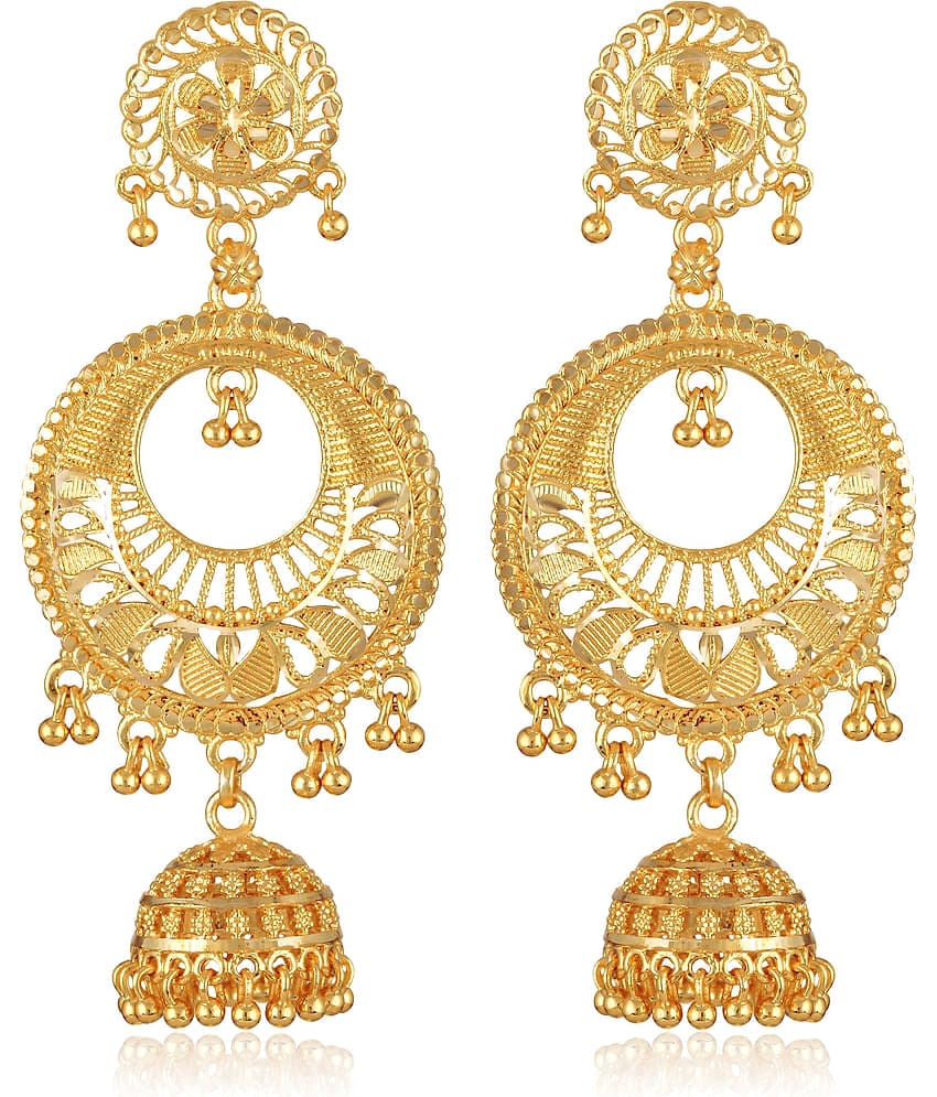 VIVASTRI Golden Jhumki Earrings ( Pack of 1 )