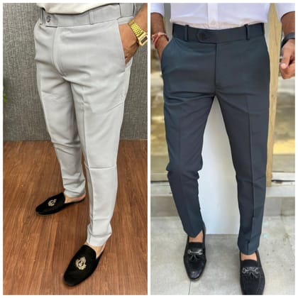 Light Grey & Dark Grey Waist Adjustable Pant Combo-28