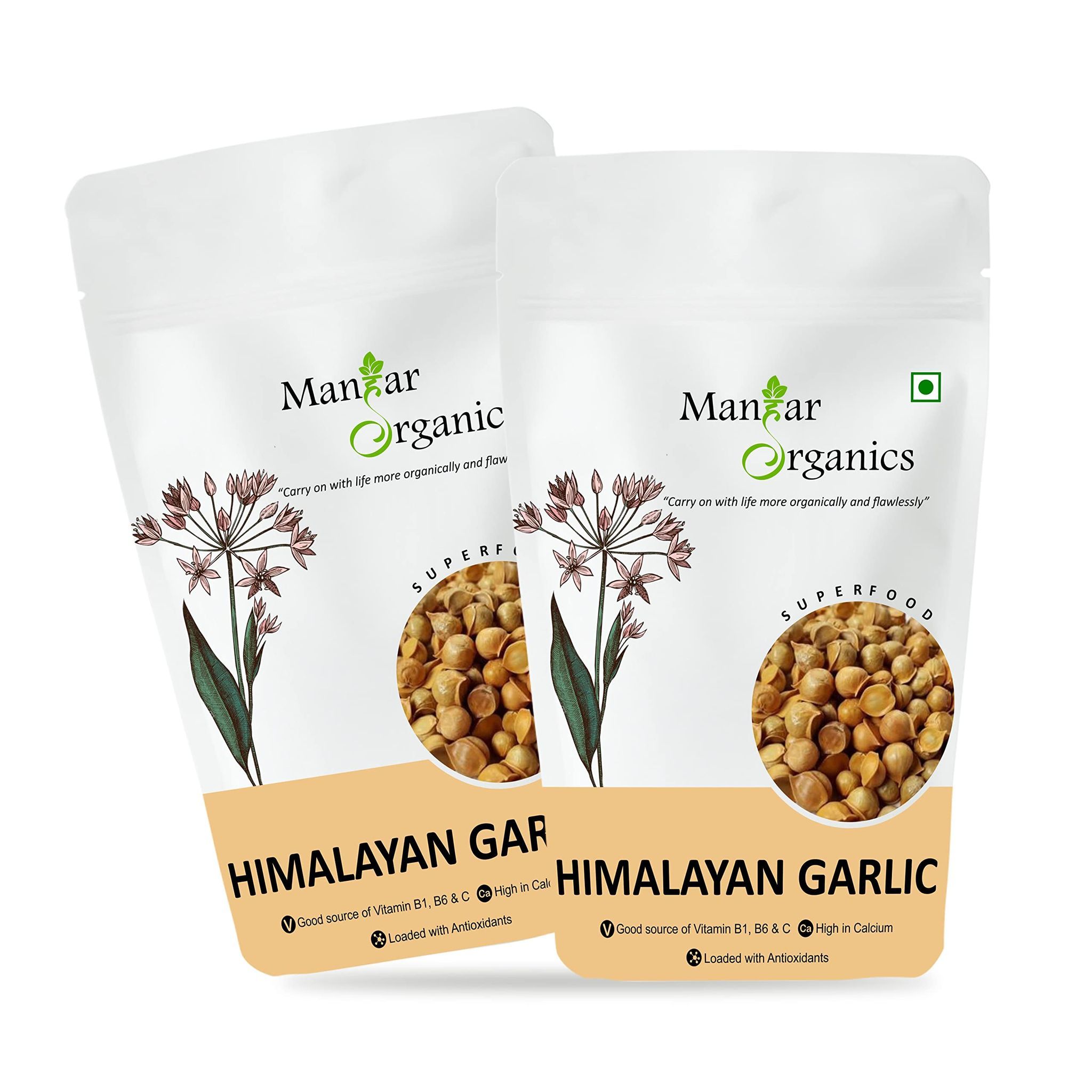 ManHar Organics Himalayan Garlic/Kashmiri Lehsun 2kg - Himalayan Single Clove Garlic for strong Immunity & Diabetes (Pack of 2, 1kg each)