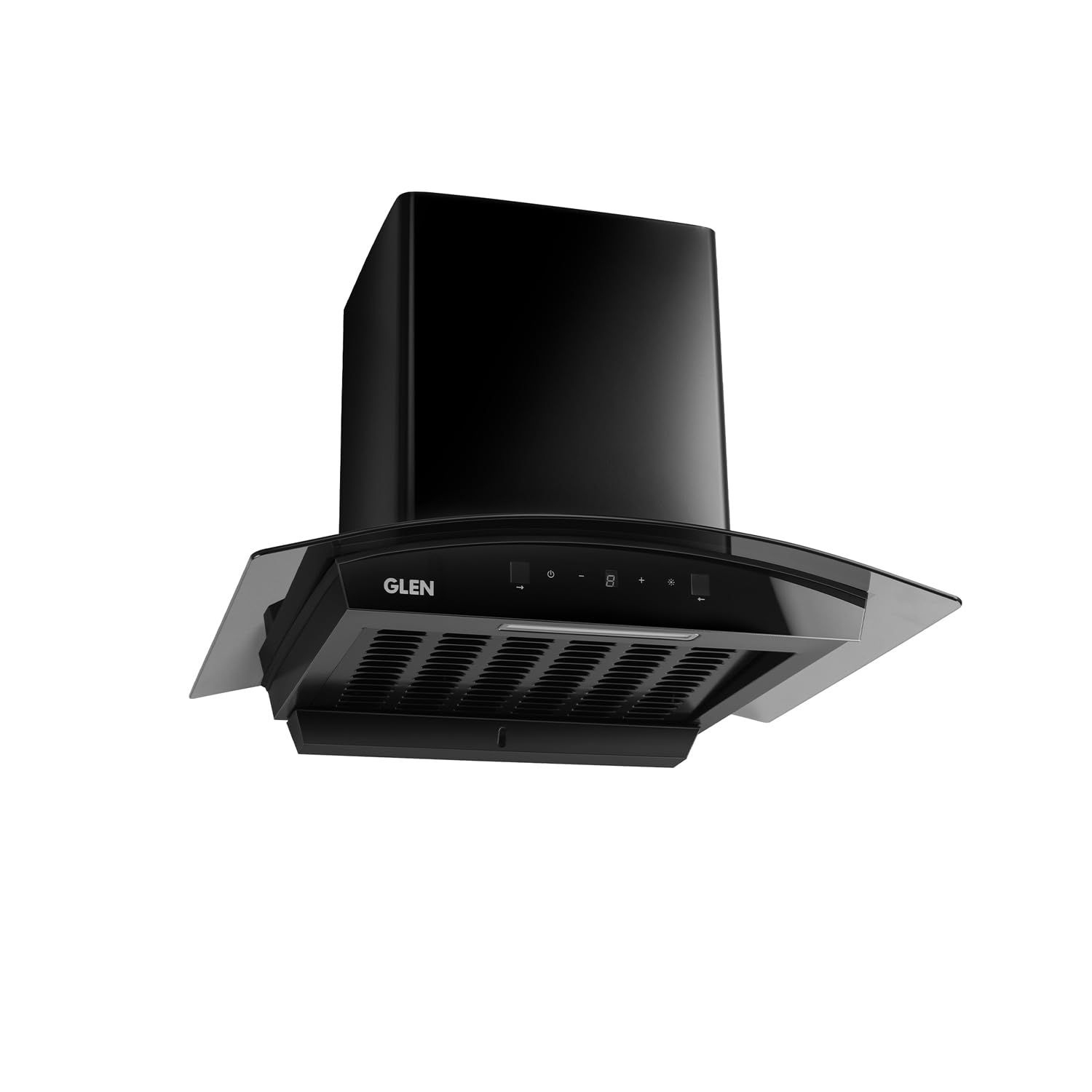 Glen 60 cm 1500 m/hr Filterless Thermal Autoclean Kitchen Chimney, Curved |(Hood Senza Turbo 60,Touch & Gesture Control, Digital Display, Black) Glen 60 cm 1500 m/hr Filterless Thermal Autoclean Kitchen Chimney, Curved |(Hood Senza Turbo 60,Touch & Gestu