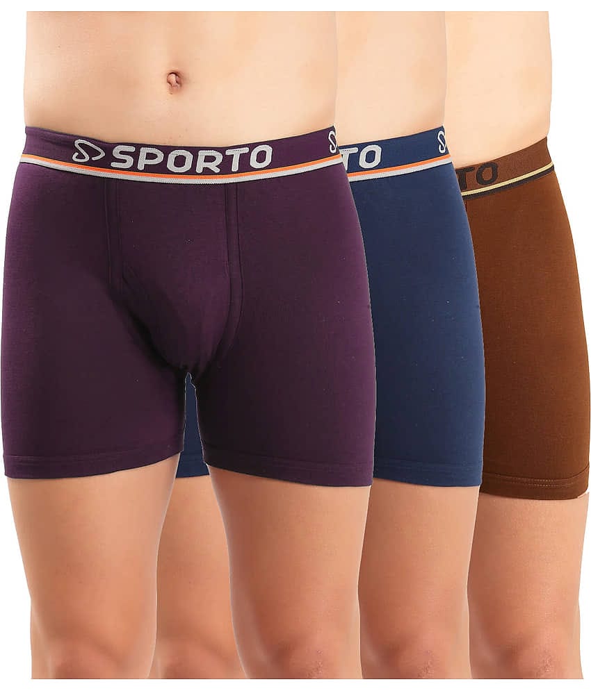 SPORTO Multicolor Cotton Men's Trunks ( Pack of 3 )