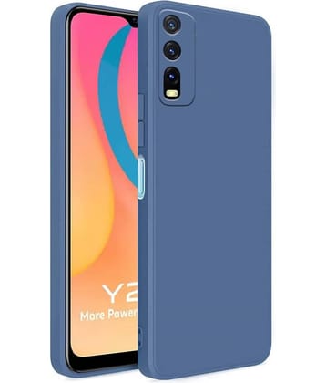 ZAMN - Blue Silicon Plain Cases Compatible For Vivo Y20 ( Pack of 1 )